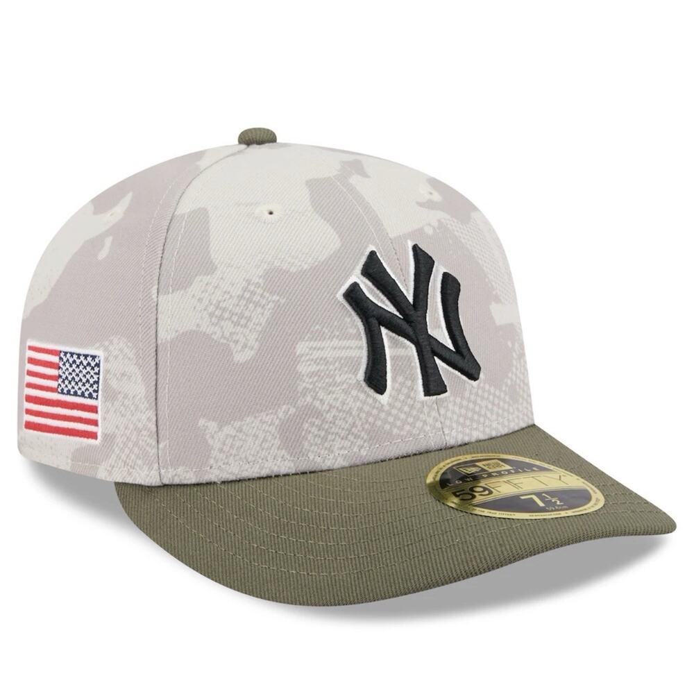 New York Yankees Hat Cap Fitted Mens Beige MLB Baseball New Era 59FIFTY 7 3/4